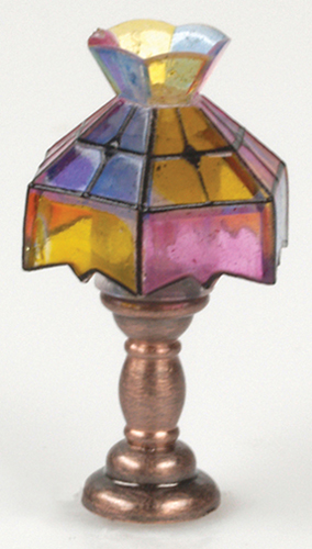 Dollhouse Miniature 1/2" Scale: Tiffany Table Lamp W/Crown